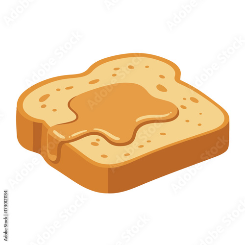 Isometric slice of bread covered in sweet, amber-colored liquid