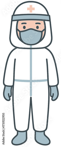 Medical Worker in Hazmat Suit Illustration – Personal Protective Equipment (PPE)
