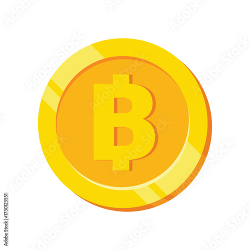 Bitcoins money Virtual currency concept background.  Bitcoin gold coin. Bitcoin symbol with a white background for graphic designer logos and web pages. Vector illustration.