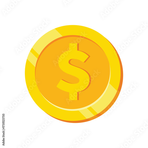 Golden Coin Icons with US Dollar Currency Symbols Vector Set. Illustration of shiny gold coins. Financial, economic, crypto, investment design concepts.