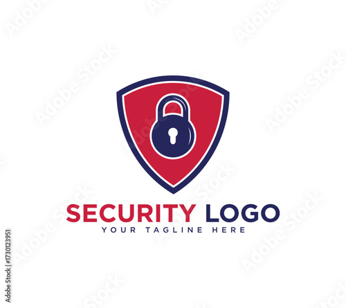Key lock security shield logo design, Vector image