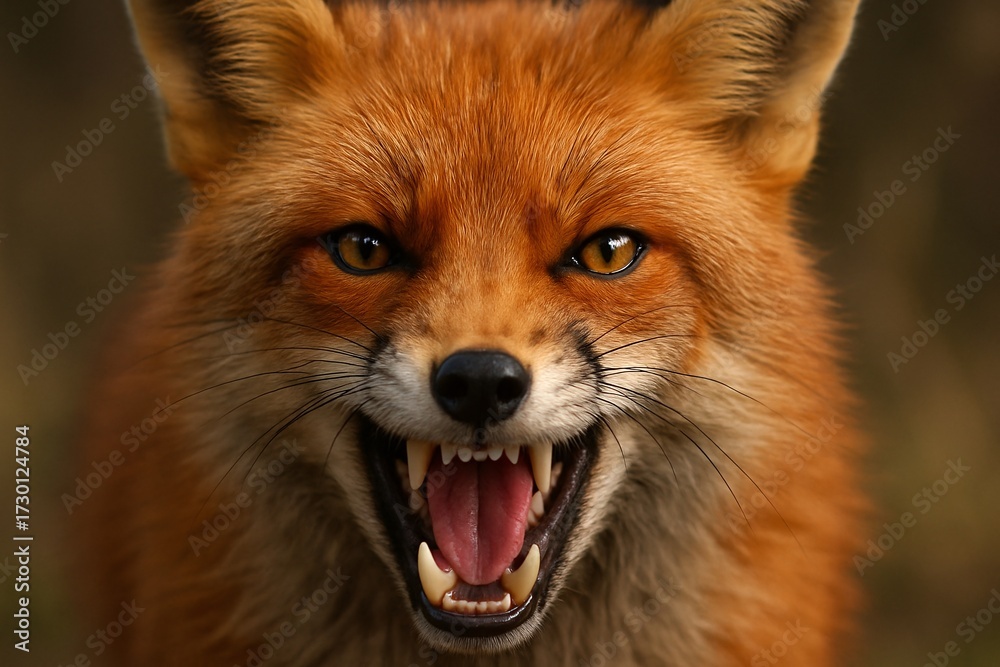 Fototapeta premium Snarling Red Fox
