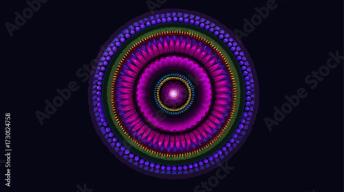 Colorful mandala design on dark background for decorative and artistic applications