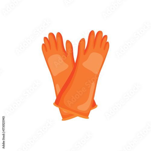 Orange Cleaning Gloves Isolated on White Background - Vector Illustration