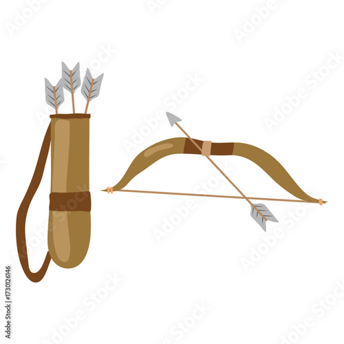 Bow and Arrow Set Illustration Archery Equipment for Sport and Recreation