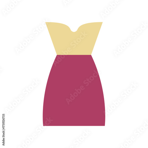 Simple and Elegant Plum and Beige Strapless Dress Illustration for Fashion Design