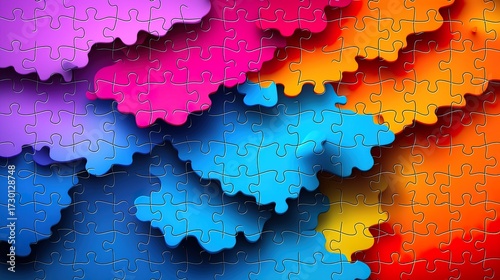 Colorful Jigsaw Puzzle Background with One Missing Piece Symbolizing Completion and Simplicity