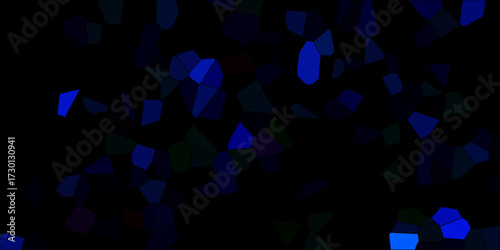 Abstract Geometric Mosaic Pattern with Deep Blue and Dark Accents on Black Background Vector Art illustration