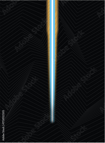 Abstract Blue Light Beam Emerging from Dark Zigzag Background with Subtle Gradient
