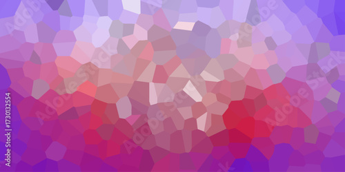 Vibrant abstract geometric mosaic with a gradient of purple, pink, and red hues creating a dynamic, energetic, and colorful fractured background