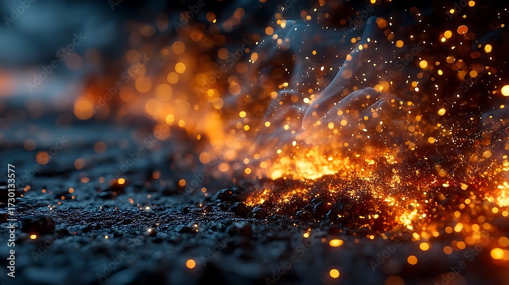 Naklejka premium Stunning flame sparks dark background design high resolution image