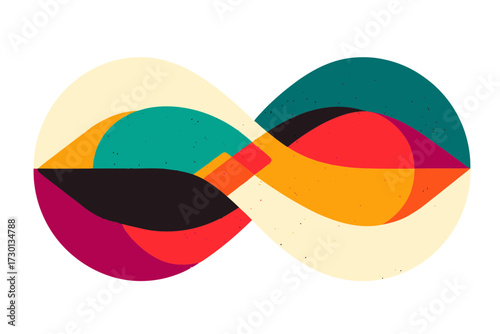 Dynamic Infinity Loop Vector Abstract Geometric Symbol of Interlocking Vibrant Shapes for Technology Logo & Perpetual Energy Concept



