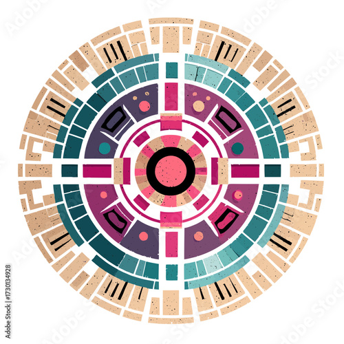 Abstract sci‑fi vector of cosmic chronometer mandala, symbolizing temporal mechanics, dimensional cycles, and futuristic time constructs
