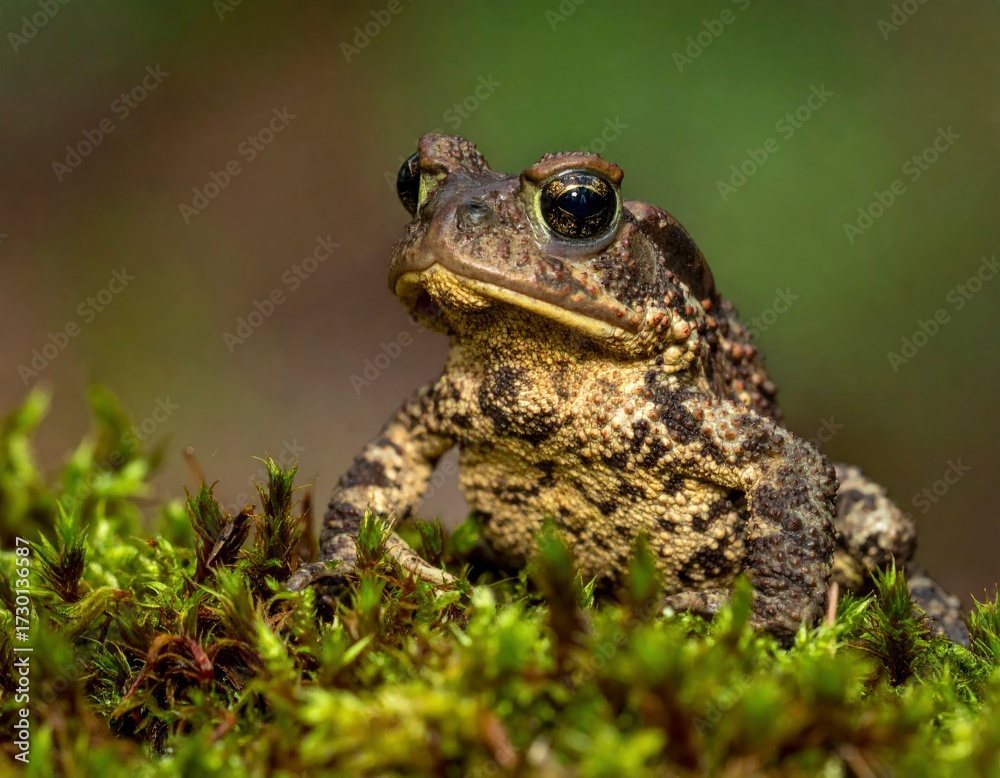 Obraz premium Close-up of a Toad on Moss.