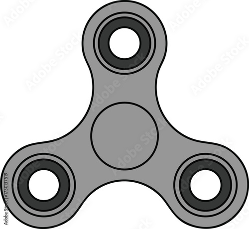 Fidget spinner toy with simple grey design and three rounded arms for stress relief and focus enhancement 