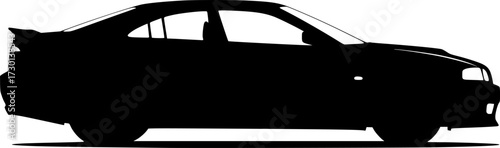 modern silhouette of a car, side profile of the vehicle, black vector