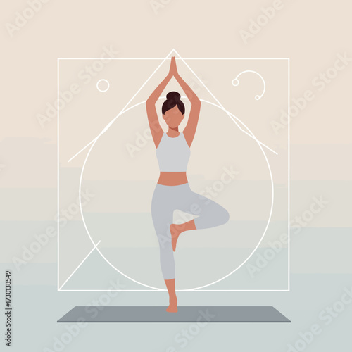 Pastel Flat Design Tree Pose Illustration