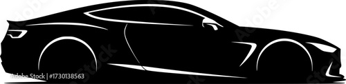 modern silhouette of a car, side profile of the vehicle, black vector
