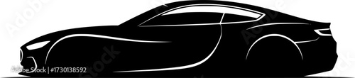 modern silhouette of a car, side profile of the vehicle, black vector