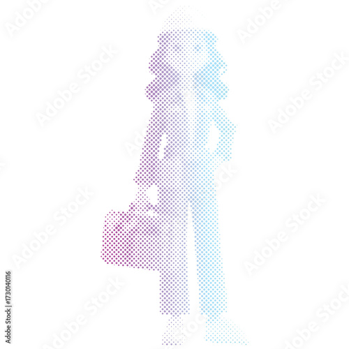 Halftone dots pattern gradient of An engineer woman builder uniform in gradient