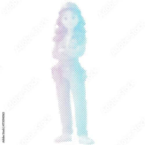 Halftone dots pattern gradient of An engineer woman builder uniform in gradient