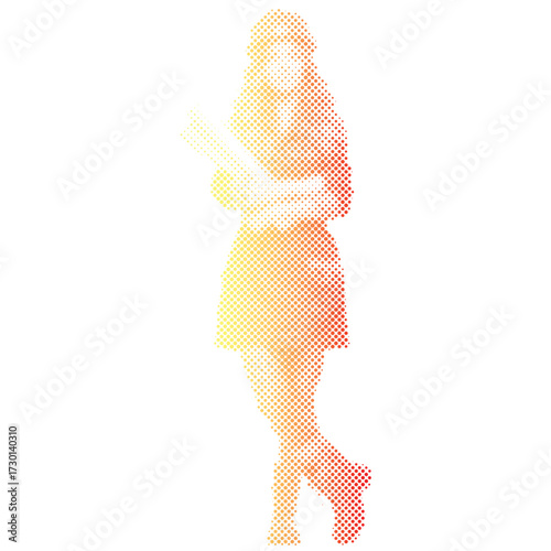 Halftone dots pattern gradient of An engineer woman builder uniform in gradient