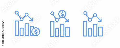 data analyst icon set, graph chart icon for web site