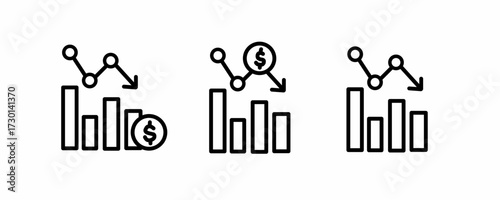 data analyst icon set, graph chart icon for web site