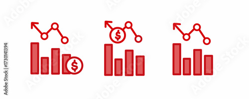 data analyst icon set, graph chart icon for web site
