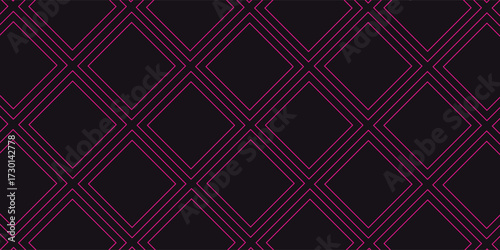 Seamless black and magenta pink simple diagonal square outline endless pattern vector