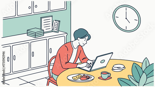 Working from Home at Kitchen Table