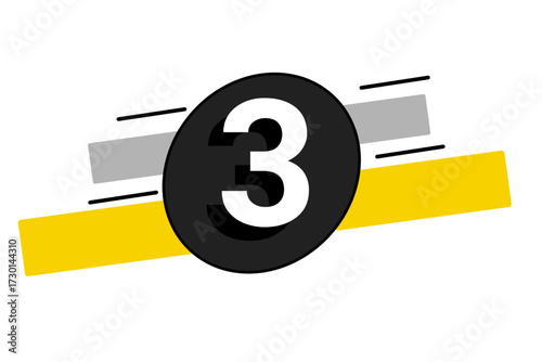 number three graphic with abstract shapes