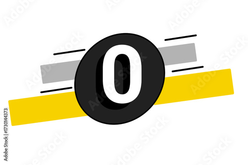stylized number zero graphic with dynamic background elements