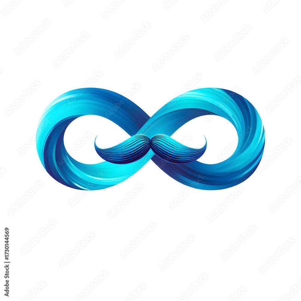 Fototapeta premium Infinity symbol with mustache isolated on transparent background