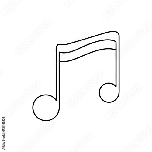 Outline of a musical eighth note symbol art silhouette