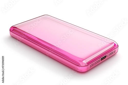 Sleek pink transparent smartphone case on a white background minimalist design