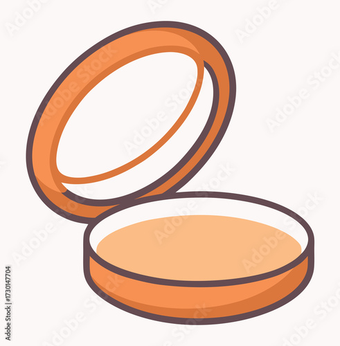 Open compact powder case with puff illustration