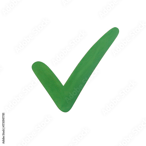 Bright green check mark symbolizing approval and success in a simple design on a white background