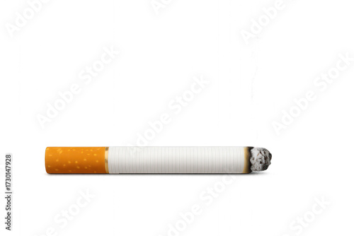 Cigarette in the process of burning with ash and smoke showing a casual moment of indulgence