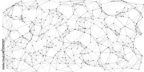 Abstract network of interconnected black dots and thin gray lines forming a complex geometric mesh pattern on a white background representing data connections or scientific structure