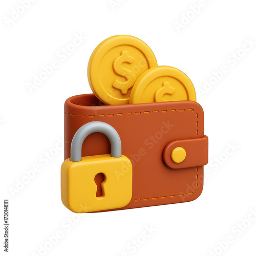 Creative wallet design with coins and a padlock demonstrating security and savings concepts