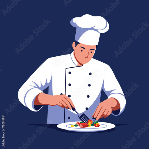 Chef plating food