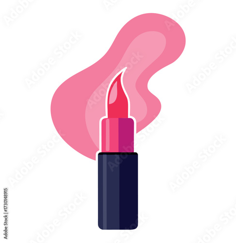 Lipstick tube with swirling pink smoke background