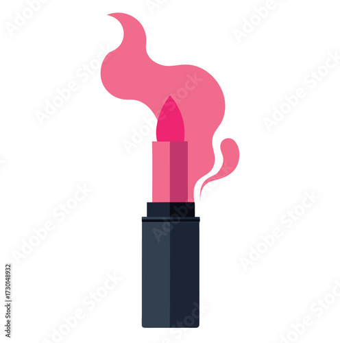 Lipstick tube with swirling pink smoke background