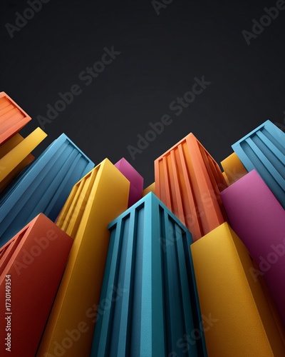 Abstract colorful 3D building rendering