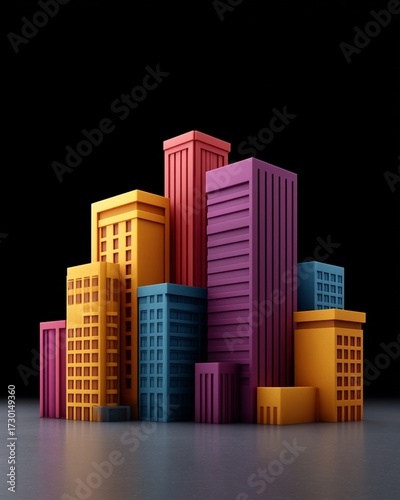 Abstract colorful 3D building rendering