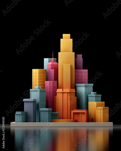 Abstract colorful 3D building rendering