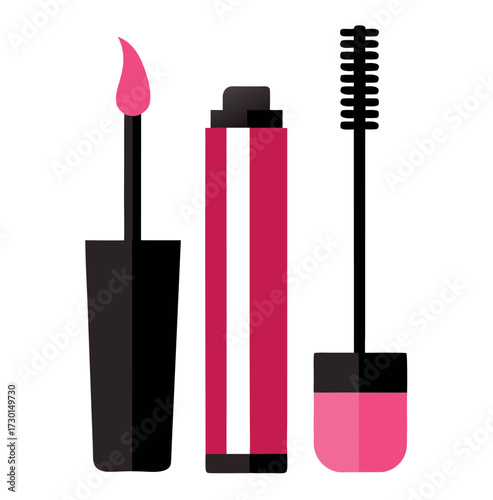 Cosmetic mascara and eyeliner illustration