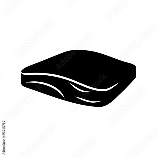 Isolated black silhouette illustration of a mattress, pillow or cushion shape