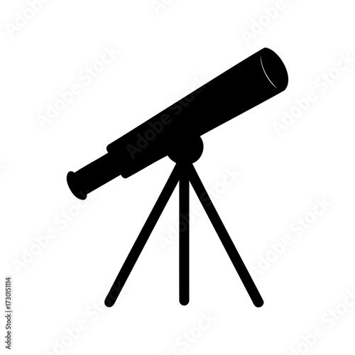 Detailed Silhouette of a Telescope with a Tripod Ready for Stargazing